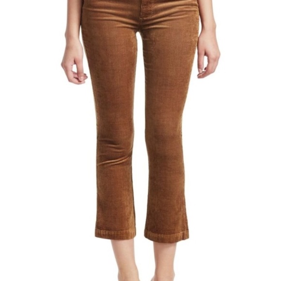 Anthropologie Paige Gold Colette Crop Flare Corduroy Pants - Picture 7 of 8